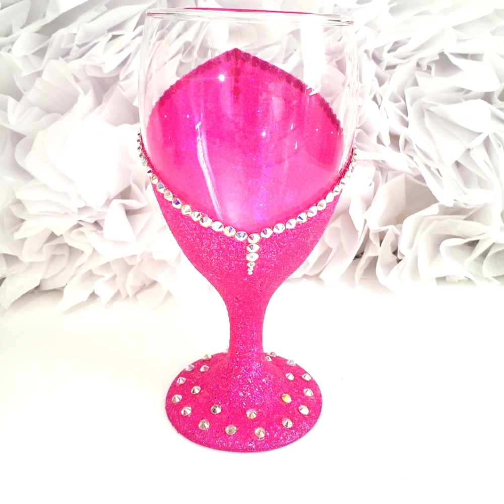 Crystal Rhinestone 🔮 Bling Hand Crafted Wine/Water 💧 🍷 Glass